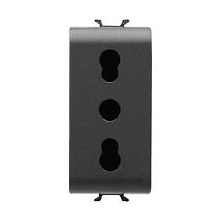 Gewiss Chorus - Priza cu Protectie Copii IT 250V 16A 2P+T bivalenta 1 modul CH/Negru Satin