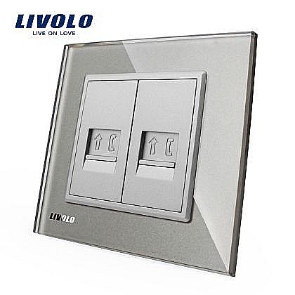 Livolo - Priză dublă telefon, 2xRJ11 gri