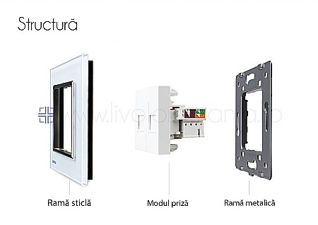 Priză dublă telefon + rețea calculator, RJ11+RJ45 negru [5]