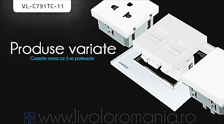 Priză dublă telefon + rețea calculator, RJ11+RJ45 negru [1]