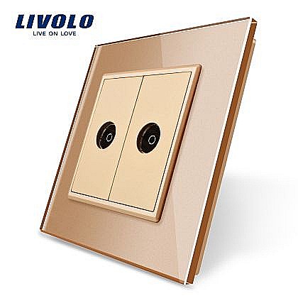 Livolo - Priză dublă TV, 2xTV auriu