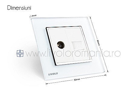 Priză dublă TV + rețea calculator, TV+RJ45 auriu [6]