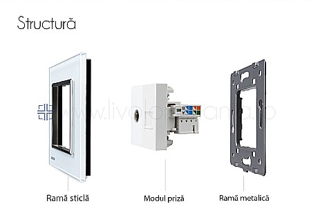 Priză dublă TV + rețea calculator, TV+RJ45 auriu [5]