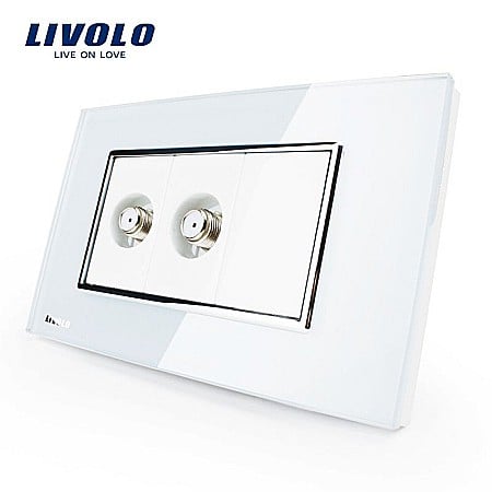 Livolo modular - Priza dubla, TV satelit alb