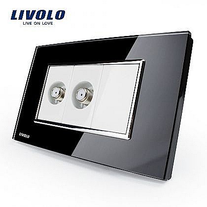 Prize modulare Livolo - Priza dubla, TV satelit negru