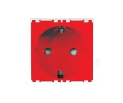 Aparataj modular - Priza schuko 2P+E cu obturator -protectie copil 2M 16AX 250V rosu