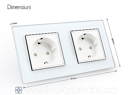 Priza Schuko Dubla, cu rama sticla negru [6]