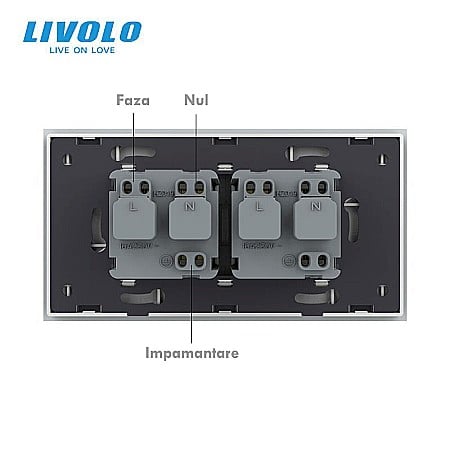 Priza Schuko dubla, standard italian/modular 4M negru [5]