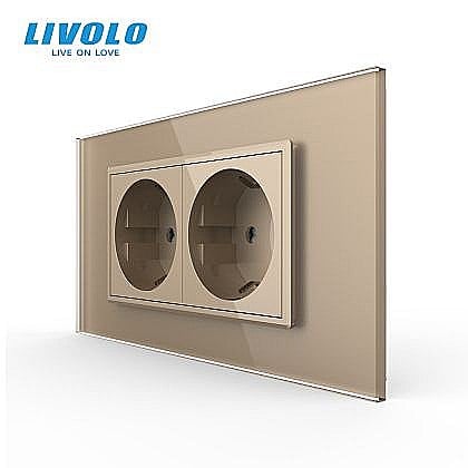 Prize modulare Livolo - Priza Schuko dubla, standard italian/modular 4M auriu
