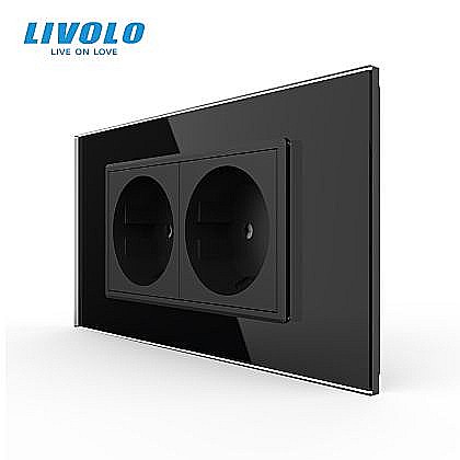 Prize modulare Livolo - Priza Schuko dubla, standard italian/modular 4M negru