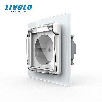 Prize - Priza Schuko Simpla cu protectie impotriva apei alb