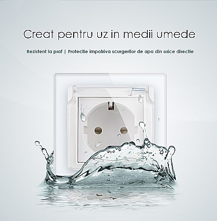 Priza Schuko Simpla cu protectie impotriva apei alb [2]