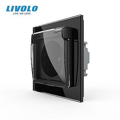 Prize - Priza Schuko Simpla cu protectie impotriva apei negru
