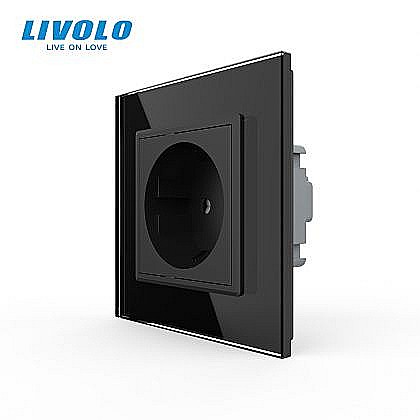 Livolo - Priză Schuko Simplă negru