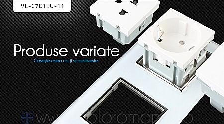 Priza Schuko Tripla, cu rama sticla alb [1]