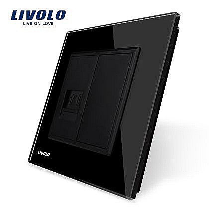 Prize - Priză simplă telefon, RJ11 negru