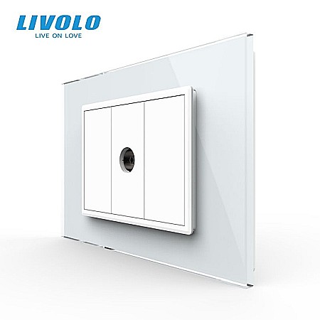 Livolo modular - Priza simpla TV 3M, cu rama sticla alb