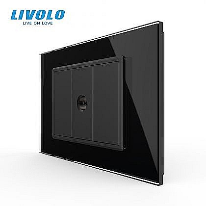 Prize modulare Livolo - Priza simpla TV 3M, cu rama sticla negru