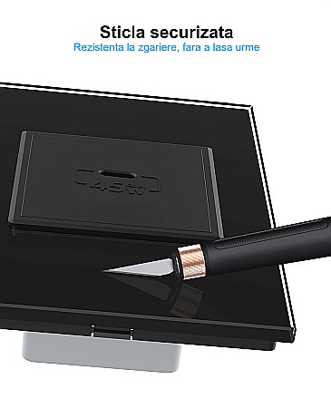 Priza simpla USB tip C, cu rama sticla gri [8]