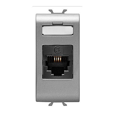 Gewiss Chorus - Priza telefon RJ11 IN/OUT 1 modul CH/Gri Titan