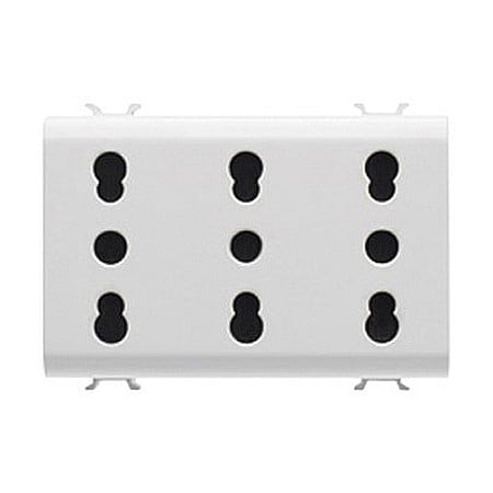 Gewiss Chorus - Priza tripla 2P+E 16A P17-11 3 module CH/Alb