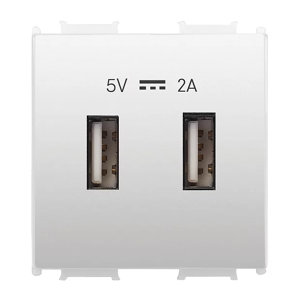Prize si intrerupatoare - PRIZA USB 5V-2A  MODULAR ALB 2M