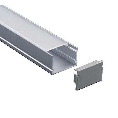 Profil banda LED - Profil aplicat din aluminiu anodizat pentru benzi LED, LMX-3020, LED Market, Culoare gri, Lungime 2m
