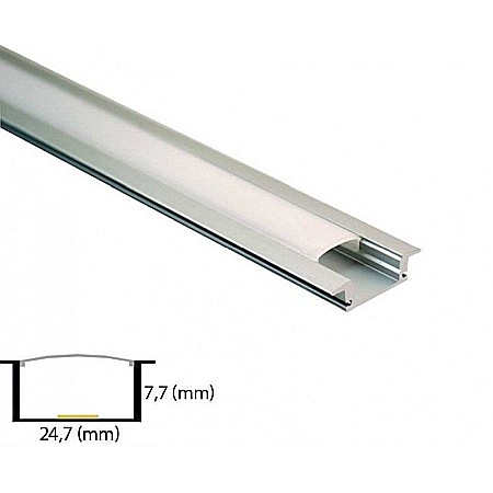 Profil banda LED - Profil incastrabil din aluminiu anodizat pentru benzi LED, L0021, LED Market, Culoare gri, Lungime 2m