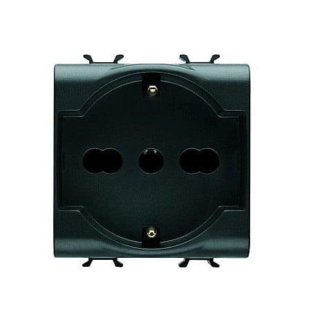 Gewiss Chorus - PRZ GW12204 Priza cu Protectie Copii IT/DE 250V 16A 2P+E bivalenta 2 module CH/Negru Satin