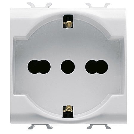 Gewiss Chorus - PRZ GW13204 Priza cu Protectie Copii IT/DE 250V 16A 2P+E bivalenta 2 module CH/Bej Satin