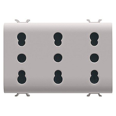 Gewiss Chorus - PRZ GW13209 Priza tripla 2P+E 16A P17-11 CH/Bej Satin