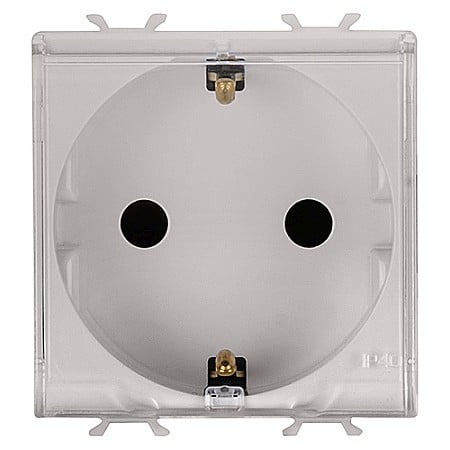 Gewiss Chorus - PRZ GW13242 Priza cu Protectie Copii cu capac 2P+T DE 250V 16A 2 module CH/Bej Satin