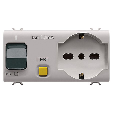 Gewiss Chorus - PRZ GW13322 Priza cu interblocare 1P+N 16A 4 module CH/Bej Satin