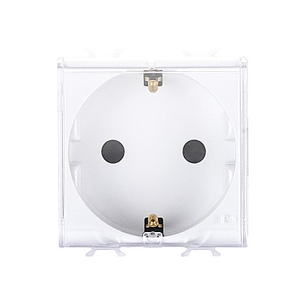 Gewiss Chorus - PRZ GW15242 Priza cu Protectie Copii cu capac 2P+T DE 250V 16A 2 module CH/Alb Satin