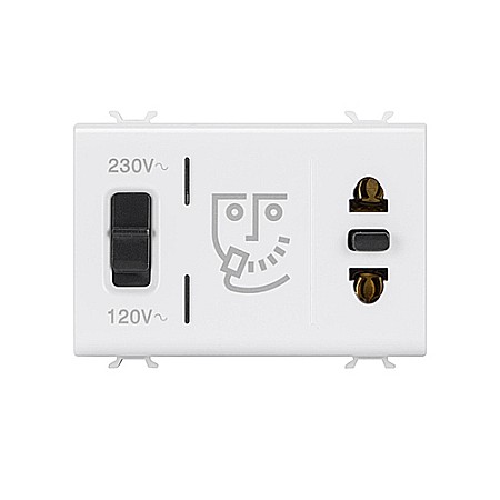 Gewiss Chorus - PRZ GW15331 Priza aparat ras EU/USA cu transformator 3 module CH/Alb Satin