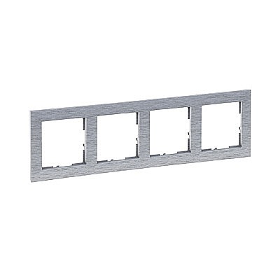 Prize si intrerupatoare - Rama 4 posturi, aluminiu periat Legrand New Suno