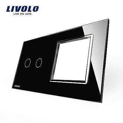 Livolo - Ramă Întrerupător dublu + Priză simplă negru