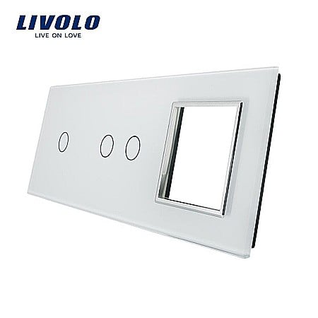 Livolo - Ramă Întrerupător simplu + dublu + Priză simplă alb