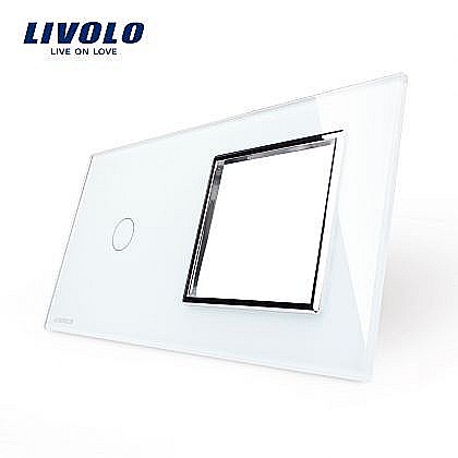Livolo - Ramă Întrerupător simplu + Priză simplă alb