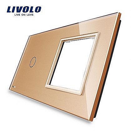 Livolo - Ramă Întrerupător simplu + Priză simplă auriu