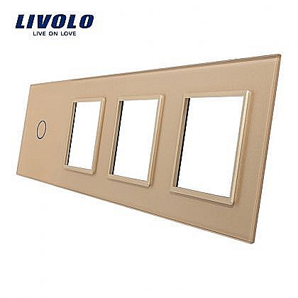 Livolo - Ramă Întrerupător simplu + Priză triplă auriu