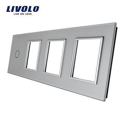 Livolo - Ramă Întrerupător simplu + Priză triplă gri