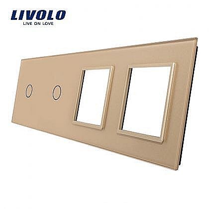 Livolo - Ramă Întrerupător simplu + simplu + Priză dublă auriu