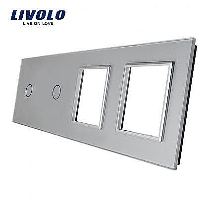 Livolo - Ramă Întrerupător simplu + simplu + Priză dublă gri