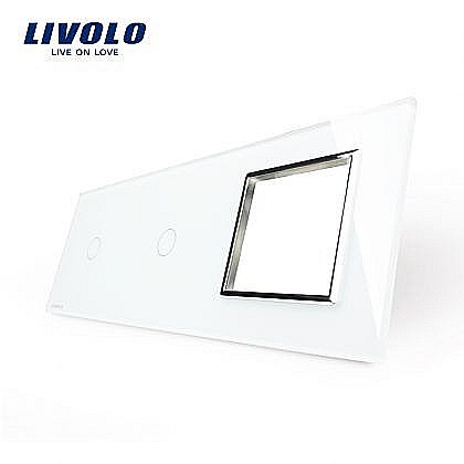 Livolo - Ramă Întrerupător simplu + simplu + Priză simplă alb