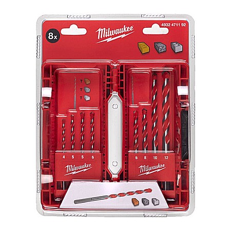 Scule si accesorii - SET DE BURGHIE DE BETON PREMIUM CU COADA CILINDRICA 8 BUC Milwaukee 4932471192