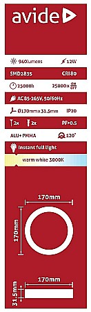 Spot LED ALU 12W Ø170 lumina calda [1]