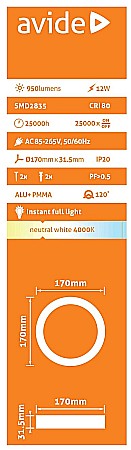 Spot LED ALU 12W Ø170 lumina neutra [1]