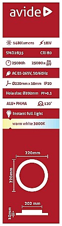 Spot LED ALU 18W Ø220 lumina calda [2]