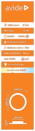 Spot LED ALU 24W Ø296 lumina neutra [1]